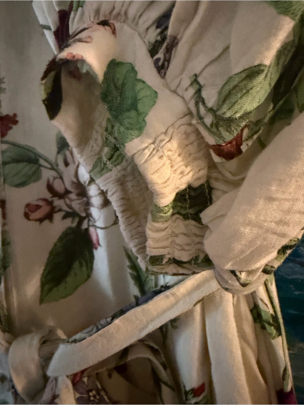 Maeve Cream Floral Tie-Waist Midi Dress - Picture 9 of 11